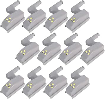 12Pcs Hinge LED Sensor Light for Kitchen Cabinet Cupboard Closet Night LightsNot Include Battery Living Room, Bedroom, Wardrobe Night Lights - Cool White