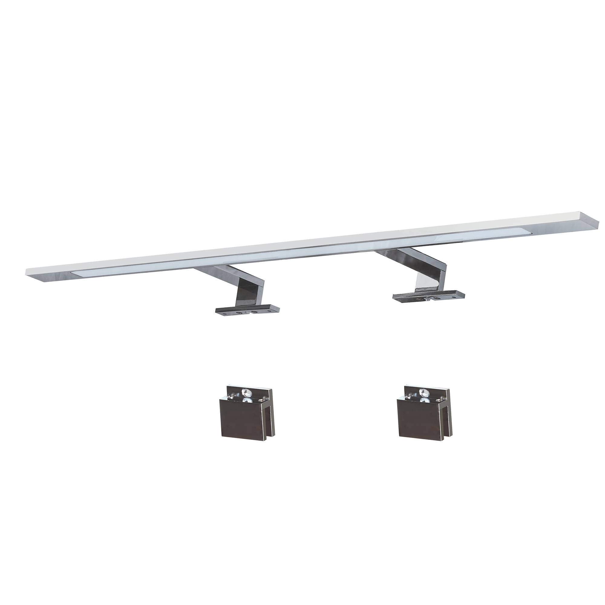 LED Spiegelleuchte 740mm neutralweiß 230V aus Aluminium verchromt - IP44 für Bad, Badezimmer Spiegellampe Spiegelschrank-Lampe Schrankleuchte Schminklicht