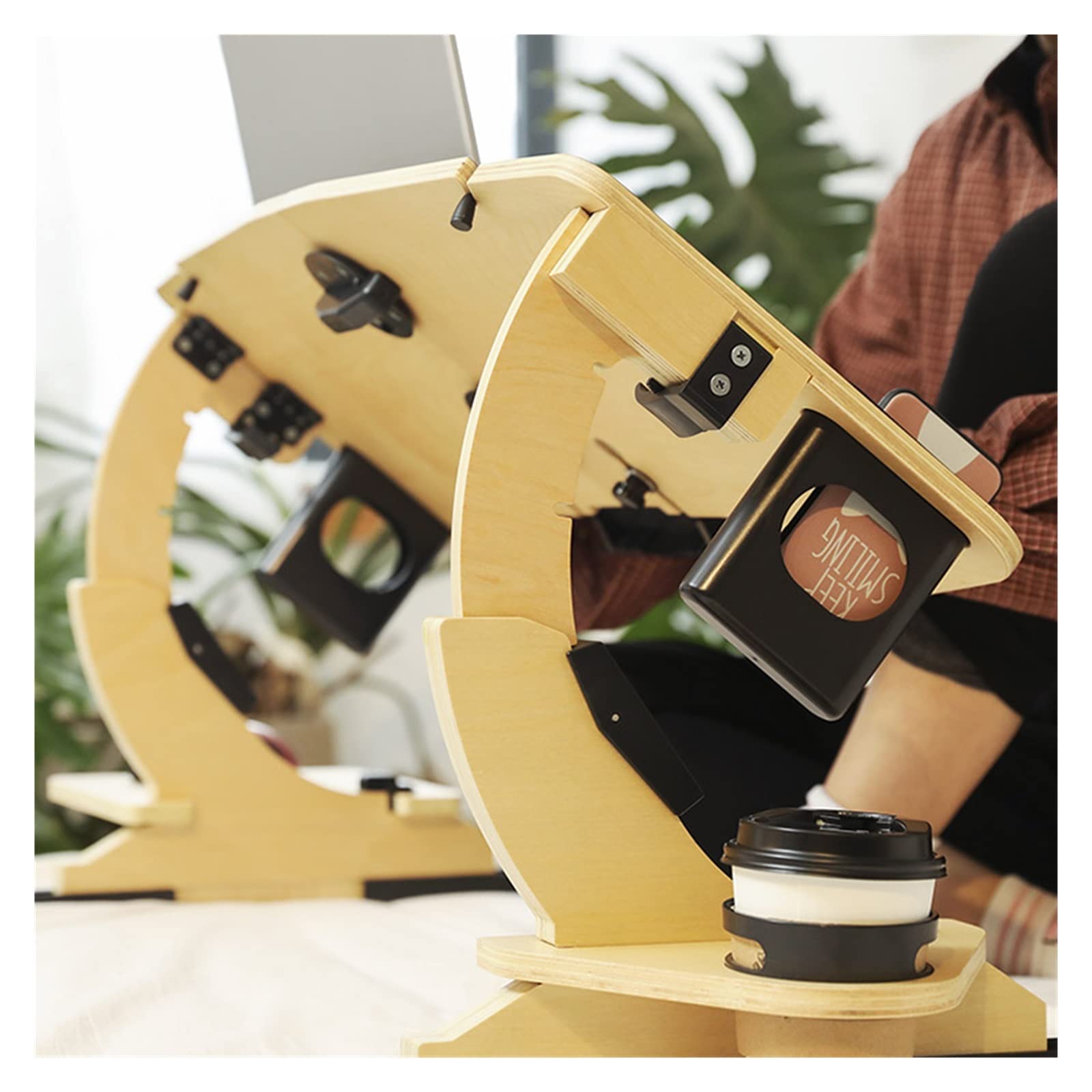 Supporto for notebook regolabile a 360 ° in legno for persona pigra multifunzionale, supporto for computer da scrivania, supporto pieghevole portatile per principianti fai da te(Portable stand-01)
