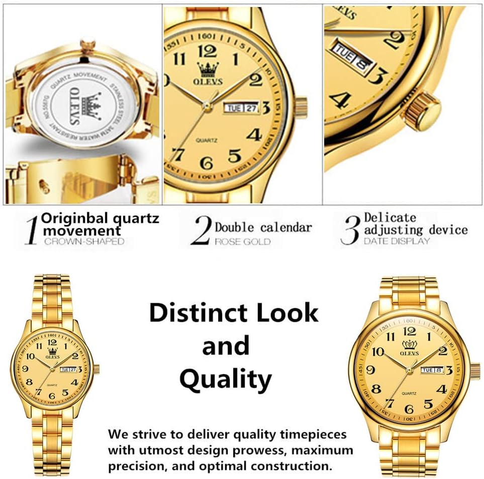 OLEVS Classic Watches for Women Analog Quartz Watch Stainless Steel Rugged Waterproof Watches Roman Numeral Unique Calendar Date Business Wrist Watch - Image 3