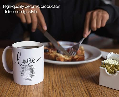 Miniatura 3 de Taza de café con versículo de la Biblia  Love Is Patient, Kind 1 Corintios 134-8  Arte de citas cristianas para cuarto de niños Versículos de la