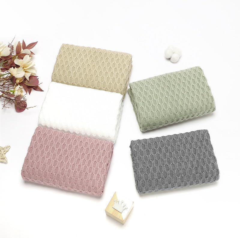 Neiwech Baby Blanket Boy Girl Knit Soft Swaddle Receiving Blankets for Newborn Nursery Infant Crib Stroller White 30 x 40 Inch - Image 2
