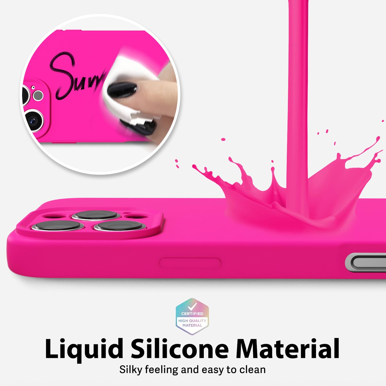 oakxco for iPhone 16 Pro Max Case Liquid Silicone, Soft Rubber Gel Elegant Aesthetic Basic Simple Cover, Cute Thin Slim TPU Matte Solid Color Plain Smooth Case for Women Girl, Light Pink — view 625