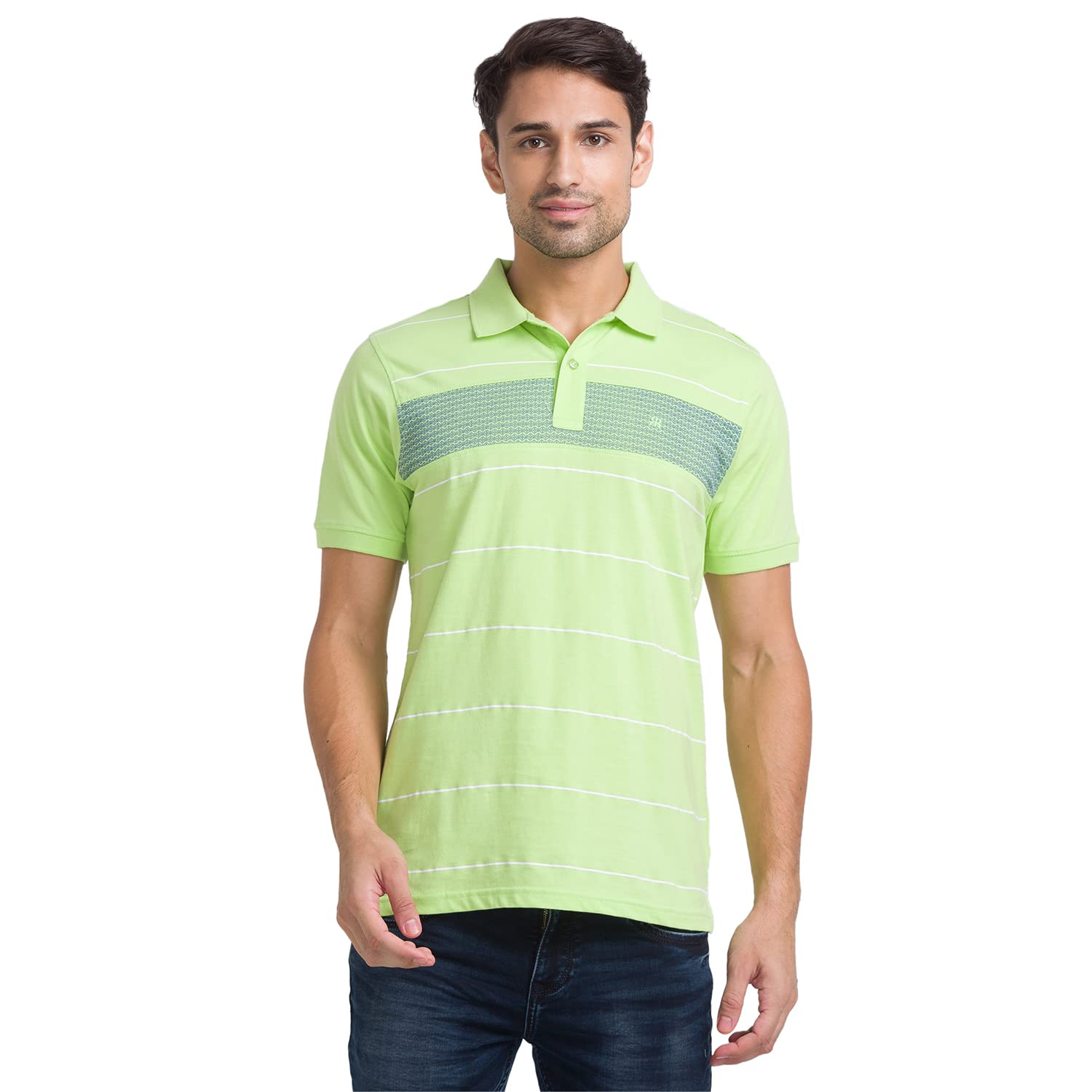 raymond Men's Pure Cotton Print Pattern Modern Fit Polo Collar Polo Neck Half Sleeve Casual T-Shirt-picture-19