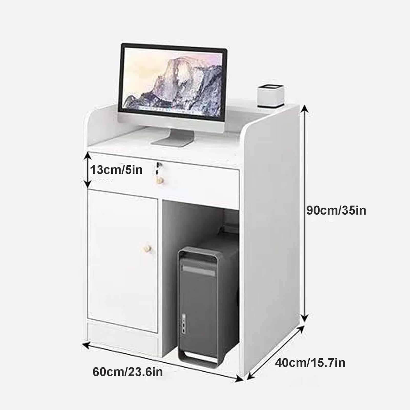 Recept Desk con Ders, bancone ufficio, Recept Fur per hotel, negozi di abbigliamento, aziende, negozi di frutta, 79,8 x 39,9 x 89,9 cm, design moderno per le aziende