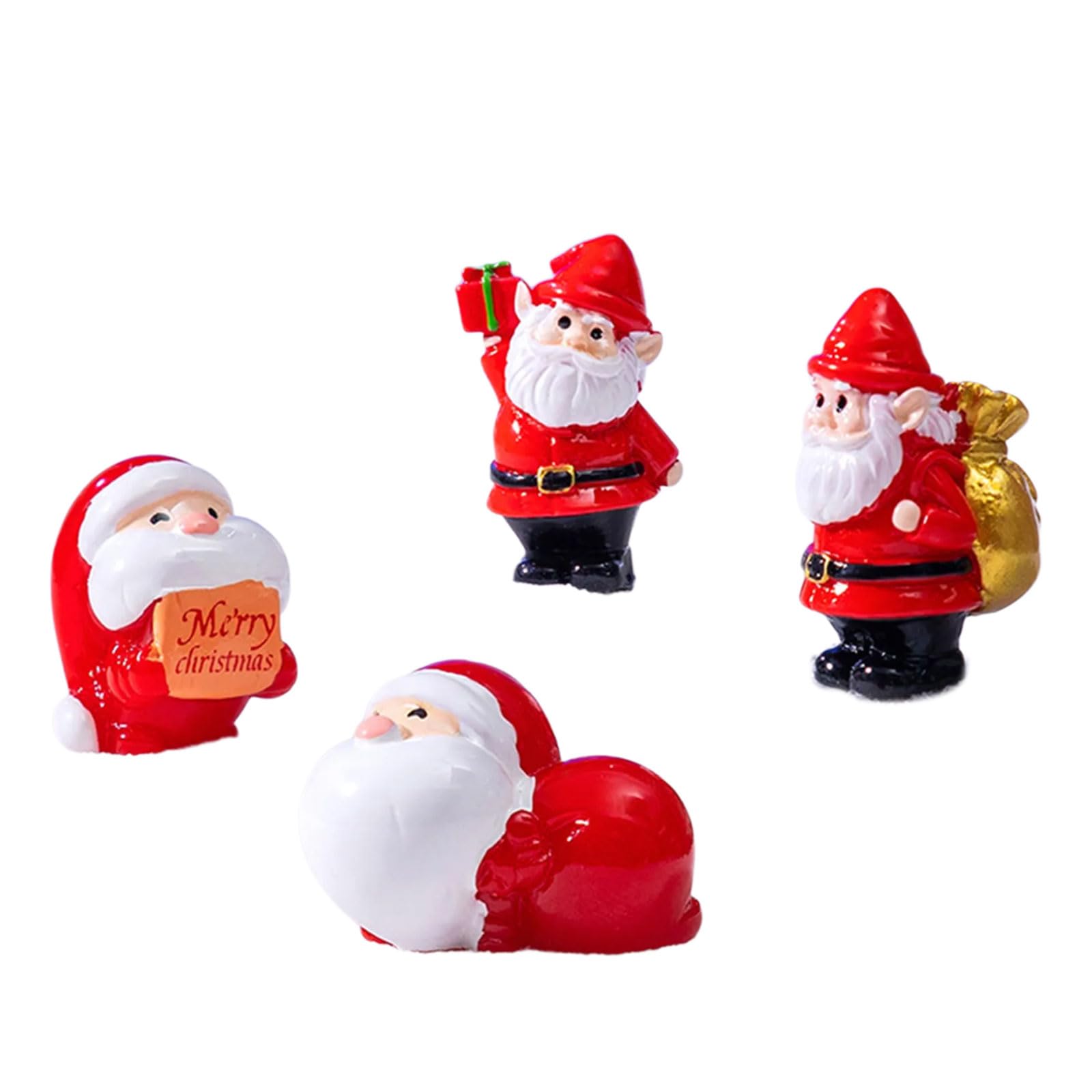 YROHGKPN 4 Piece Festives Santa Resin Miniature Figurine Desk Ornaments for Christmas Home Tabletop Garden Landscape Decors Gift Santa Figure Desk Decors