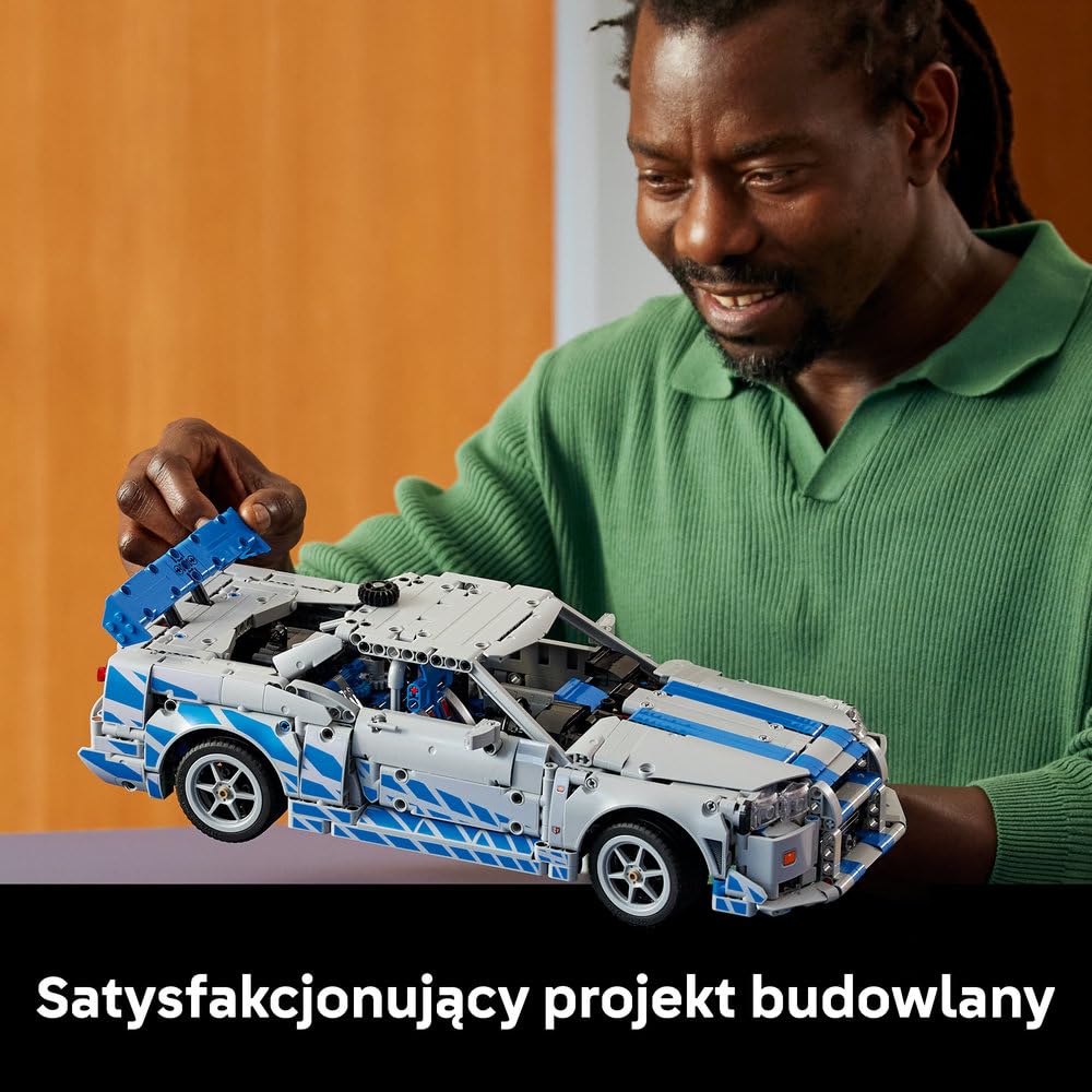 LEGO Technic Samochód Nissan Skyline GT-R (R34) Za szybcy za wściekli 42210 | Model samochodu, klocki konstrukcyjne Technic dla dorosłych, prezent dla fana motoryzacji, 1410 elementów