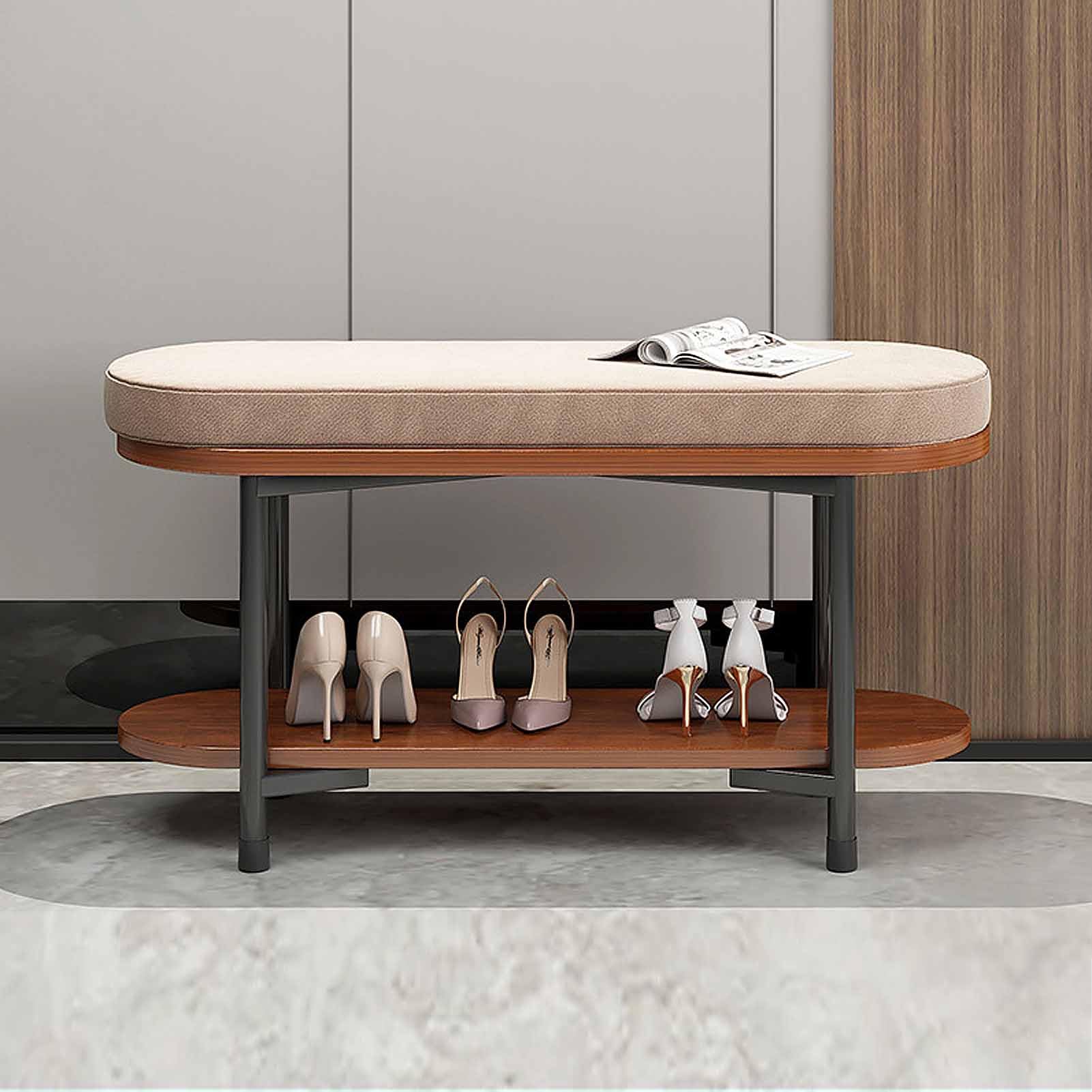 SXZenSpace Entryway Bench, Metal Storage Shoe Bench in Entry Way Hallway Foyer Rack, Bedroom Seat for Living Bed Mud Room Indoor