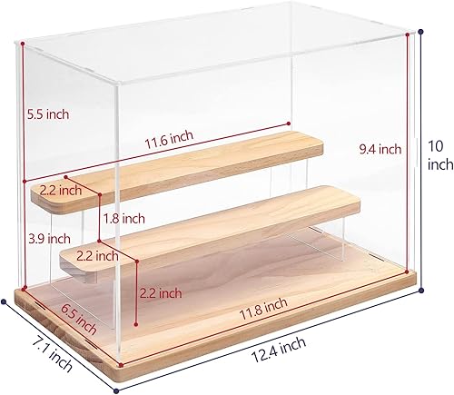 Miniatura 2 de Choowin Caja de exhibición de acrílico transparente de 3 niveles con puerta, vitrina de encimera para mini figuras de acción coleccionables,
