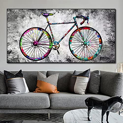 Art de vélo multicolore affiche sur toile street art 80x160 cm