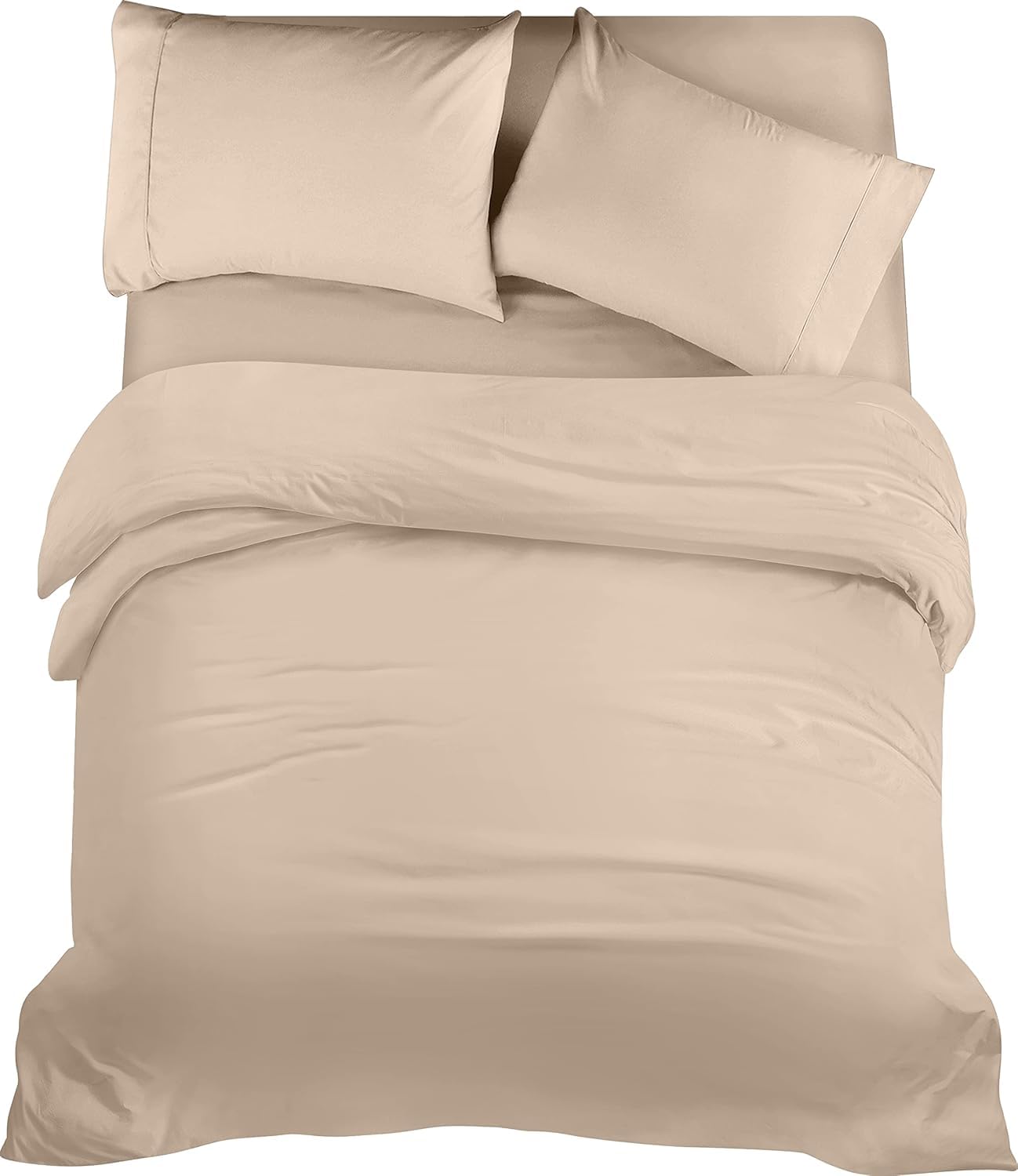 Utopia Bedding 4 Piece King Bedding Set - Pack of 6 - Duvet Cover, Fitted Sheet with Pillow cases - Soft Brushed Microfiber Polyester (Beige)
