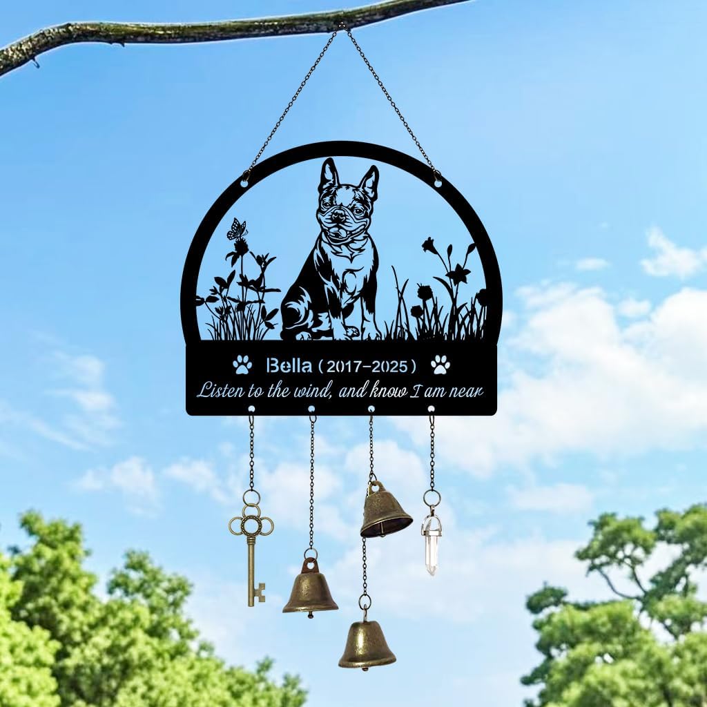 COWCUTE Personalized Dachshund Memorial Wind Chimes – Pet Loss Sympathy Gift for Dog Owners, Outdoor Dog Remembrance Wind Chime, Bereavement Gift for Loss of Dachshund, Pet Memorial Garden Decor