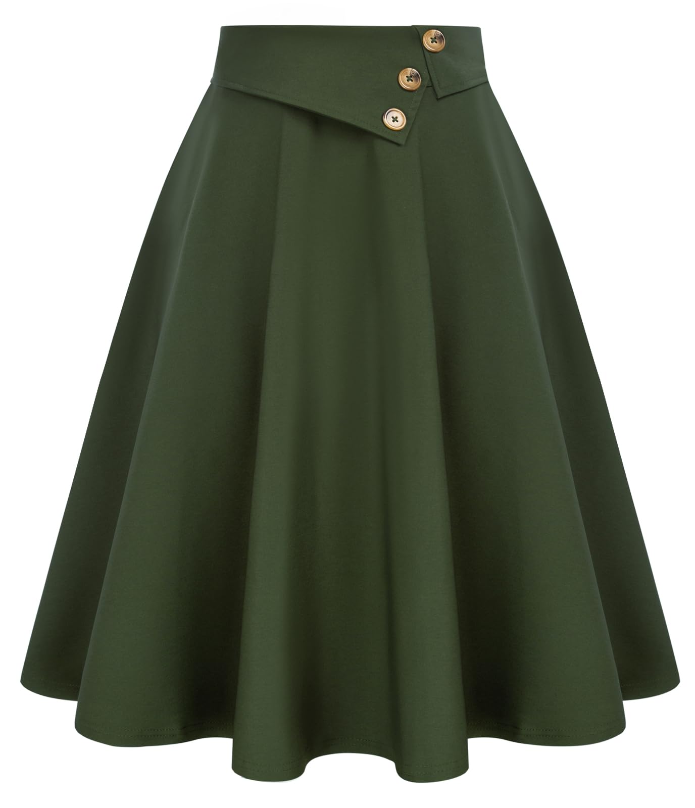 Belle PoqueWomens High Waisted Skirts with Pockets Swing A Line Vintage Midi Skirt