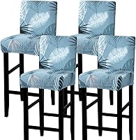 Vista 52 de SearchI - Juego de 4 fundas para taburetes de bar de jacquard, fundas elásticas y lavables para taburetes de bar, fundas para sillas de altura