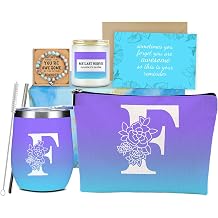 Initial F Monogrammed Gifts for Women Personalized Gifts for Women Mother in Law Sister in Law Bridesmaid Bride Mom Teacher Christmas Bachelorette Party Anniversary Wedding Birthday Gift Basket Set