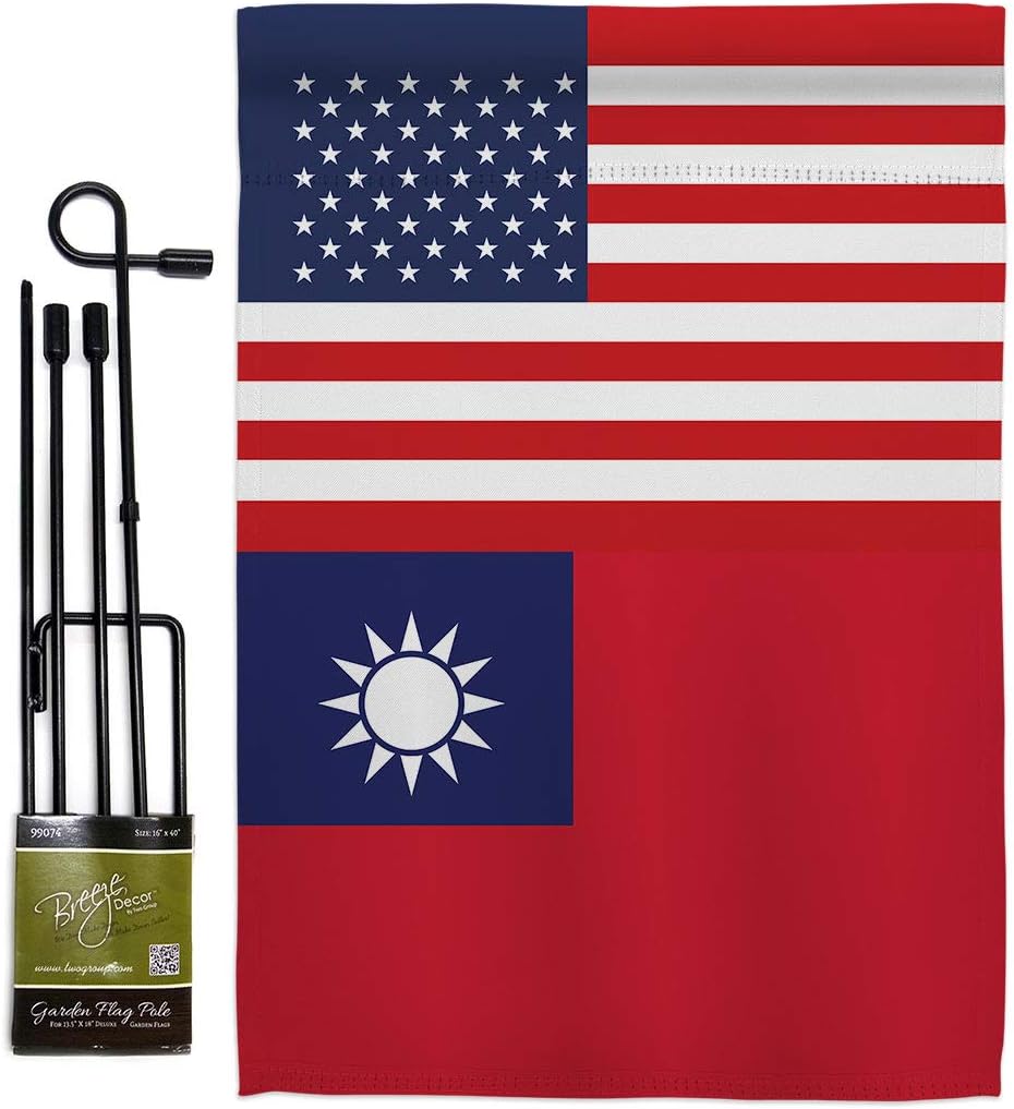 Taiwan US Friendship Garden Flag Set Mailbox Hanger Regional USA American Alliance World Country Particular Area Small Decorative Gift Yard House Banner Double-Sided Made In 13 X 18.5