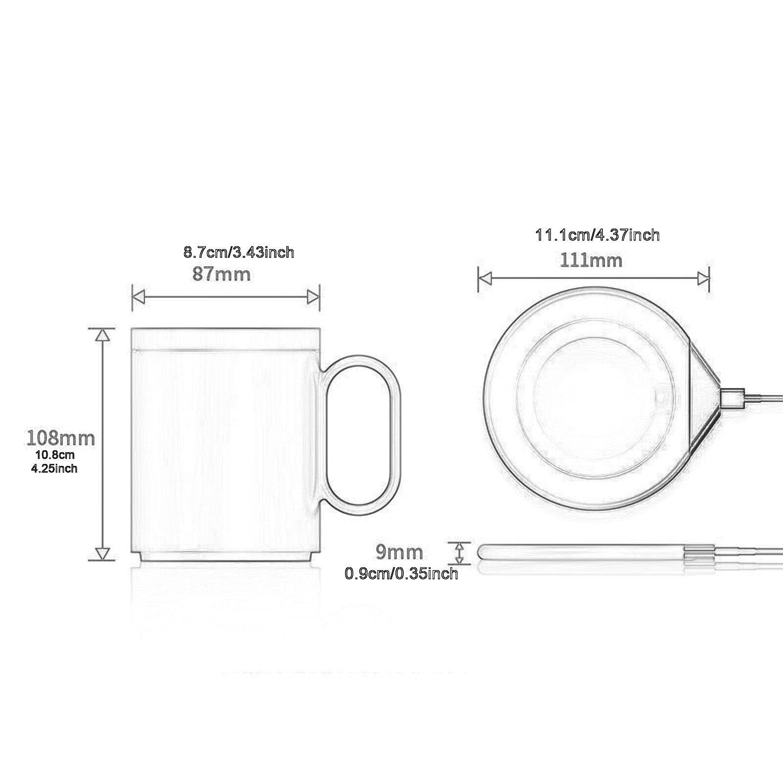 Chauffe-Tasse Électrique Mug Plateau Chauffe-Boisson Intelligent sans Fil avec Couvercle en Céramique Maintien Chaleur Adapté Famille Bureau Utilisati, Blanc