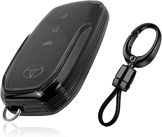 JVCV® Soft TPU Transparent Cover Compatible with Toyota Fortuner, Hilux, Innova Crysta, Fortuner Legender, Innova HyCross, Land Cruiser 2B/3B Smart Key (with Keychain - Style A)