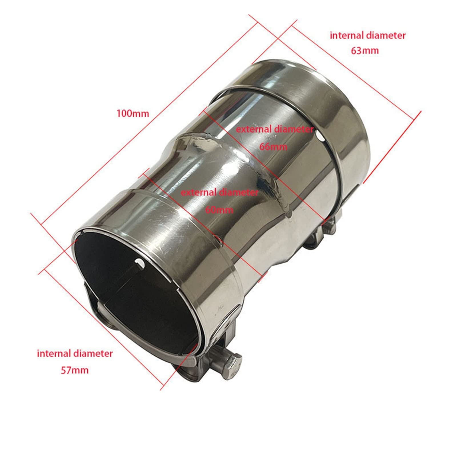 Tubo Di Scarico Auto 1 Tubo Scarico Per Ricambi Auto Manicotto Silenziatore Generale Dimensioni Riduttori Per Tubi In Acciaio Inossidabile 304(57mm-63mm)