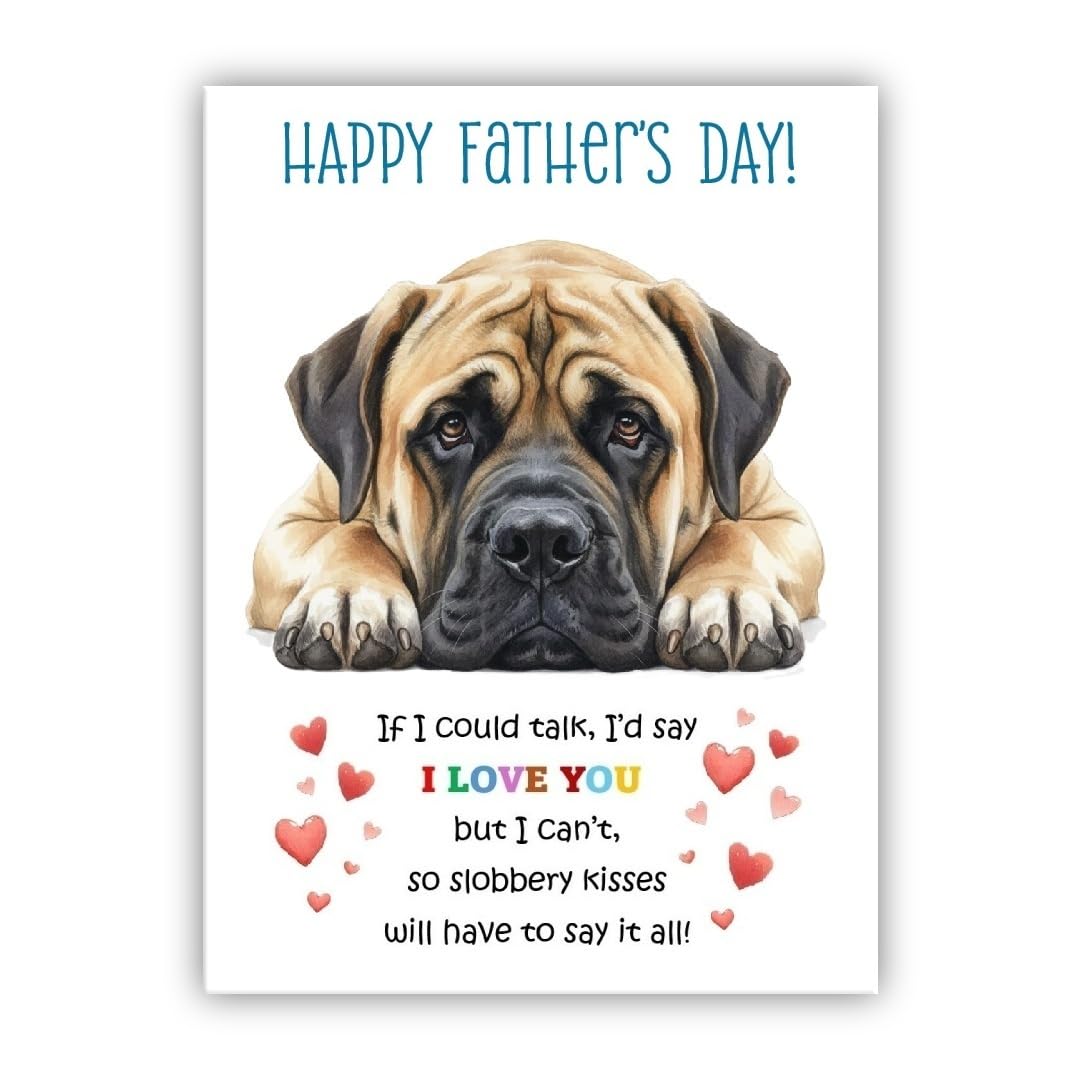 Father’s Day Card From the Dog. Multiple Breeds Available. Cute Fathers Day Pet Card (• English Mastiff) — image 1