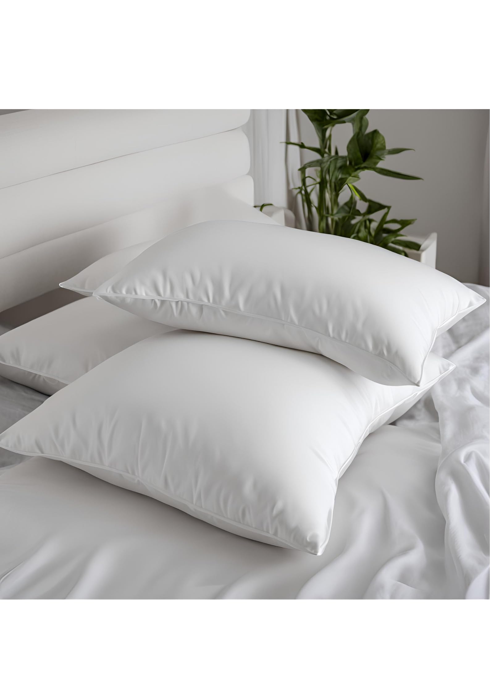 Bazaar Haven Plain Pillowcases, Set of 2, 100% Pure Cotton, Ultra Luxury, 250 TC, 50x75 cm, White, Bed Pillow Cases, Soft and Breathable, Ideal for Everyday Comfort