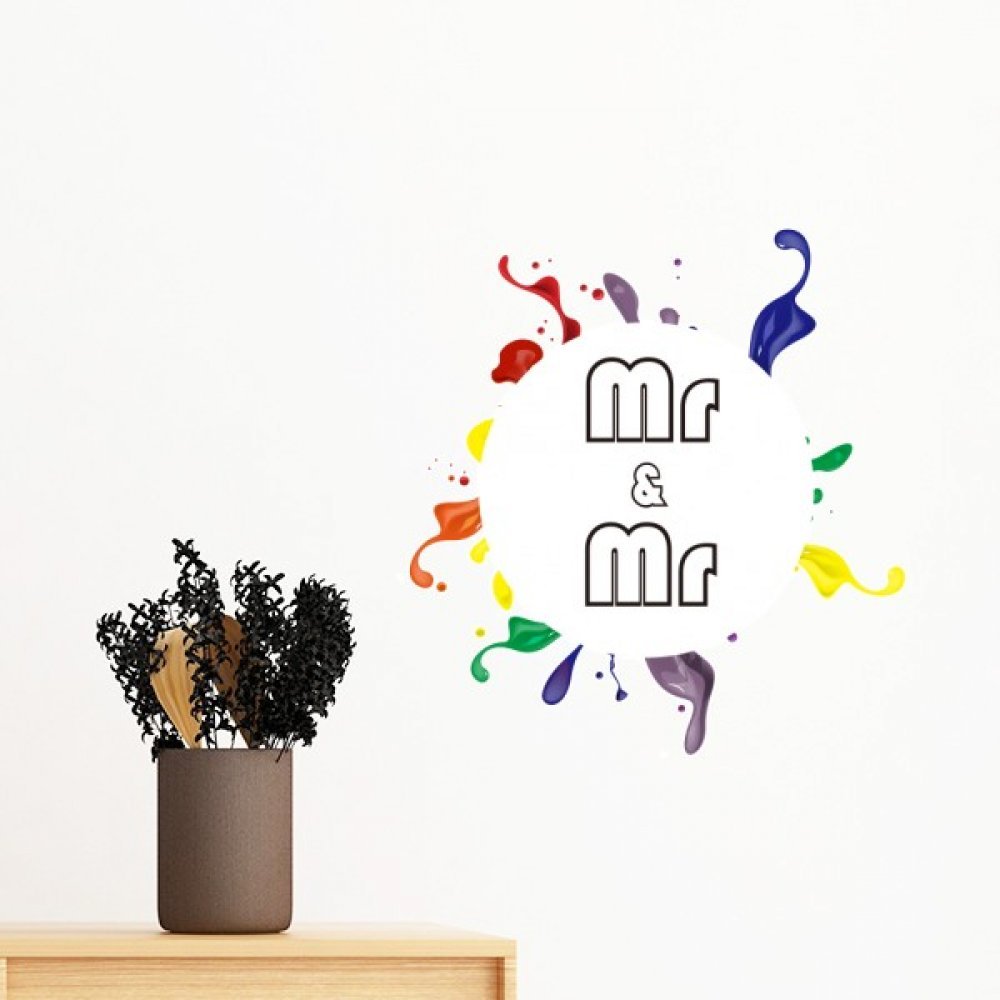 Sticker LGBT Mr & Mr Amovible pour Décorer sans Abîmer les Murs Chambre 40cm