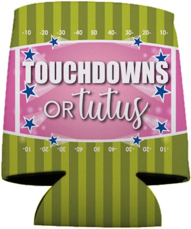 VictoryStore Custom Gender Reveal Can Coolers – “Touchdowns or Tutus” Design – Set of 25 Personalized Baby Shower Favors – Fits 12–16 oz Cans & Bottles – Made in the USA