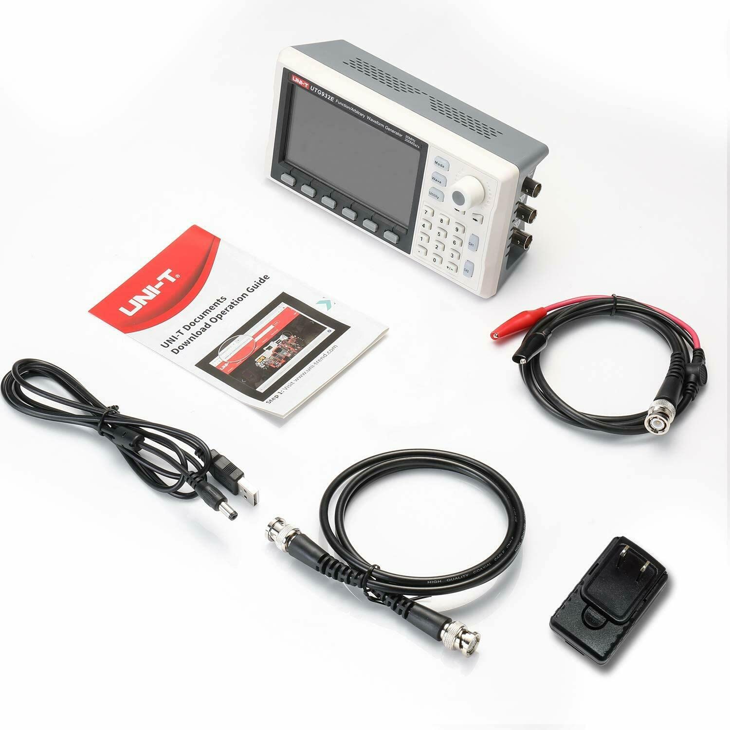 UNI-T 30 MHz Generatore di funzioni, UTG932E arbitrario di forma d'onda, 2 canali, 200MSa/s, risoluzione verticale a 14 bit, (EU Plug) Shop in Germania,3 anni di garanzia