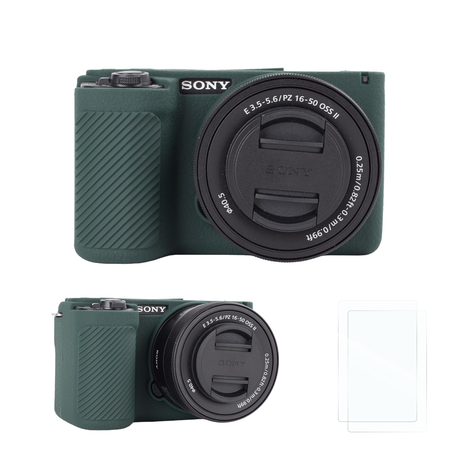 Rieibi Custodia protettiva in silicone per fotocamera Sony Alpha ZV-E10 II con 2 pellicole protettive per lo schermo, custodia leggera ZV-E10II per fotocamera Sony ZV-E10 II