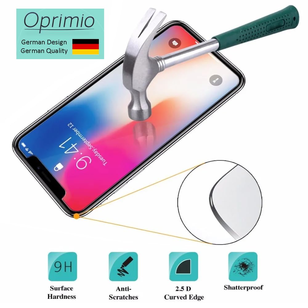 Oprimio 3 x szkło pancerne do iPhone 11 Pro Max – pełnoekranowa ochrona wyświetlacza z ramą, twardość 9H, bez pęcherzyków powietrza, nie wpływa na dopasowanie etui, 3 sztuki