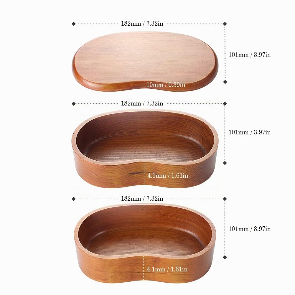AOOSY Bento Lunch Box, Kids Lunch Box, Japanese Bento Box for Adults Sandwich Lunch Containers Sushi Box 2-tier Wood Bento Boxes with Fork Spoon