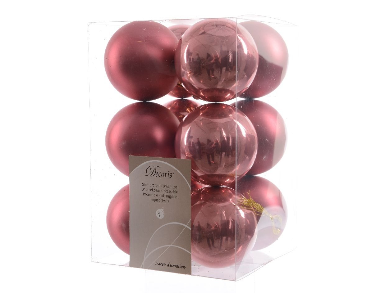 Fizzco Champagne Pink Fashion Trend Shatterproof Baubles - Pack Of 12 X 60Mm