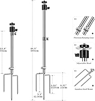 Vista 5 de Trail & Game - Soporte de acero inoxidable plegable grueso de acero inoxidable ajustable de 360°, conexión de rosca universal de 1/4 a 20 (0.236 in)
