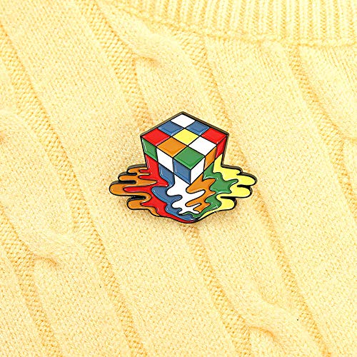 ROFARSO Magic Cube Enamel Lapel Pin Set Cartoon Melting Rubik's Cube Pin, Accessory for Backpacks Clothing Bags Hats Shirts4