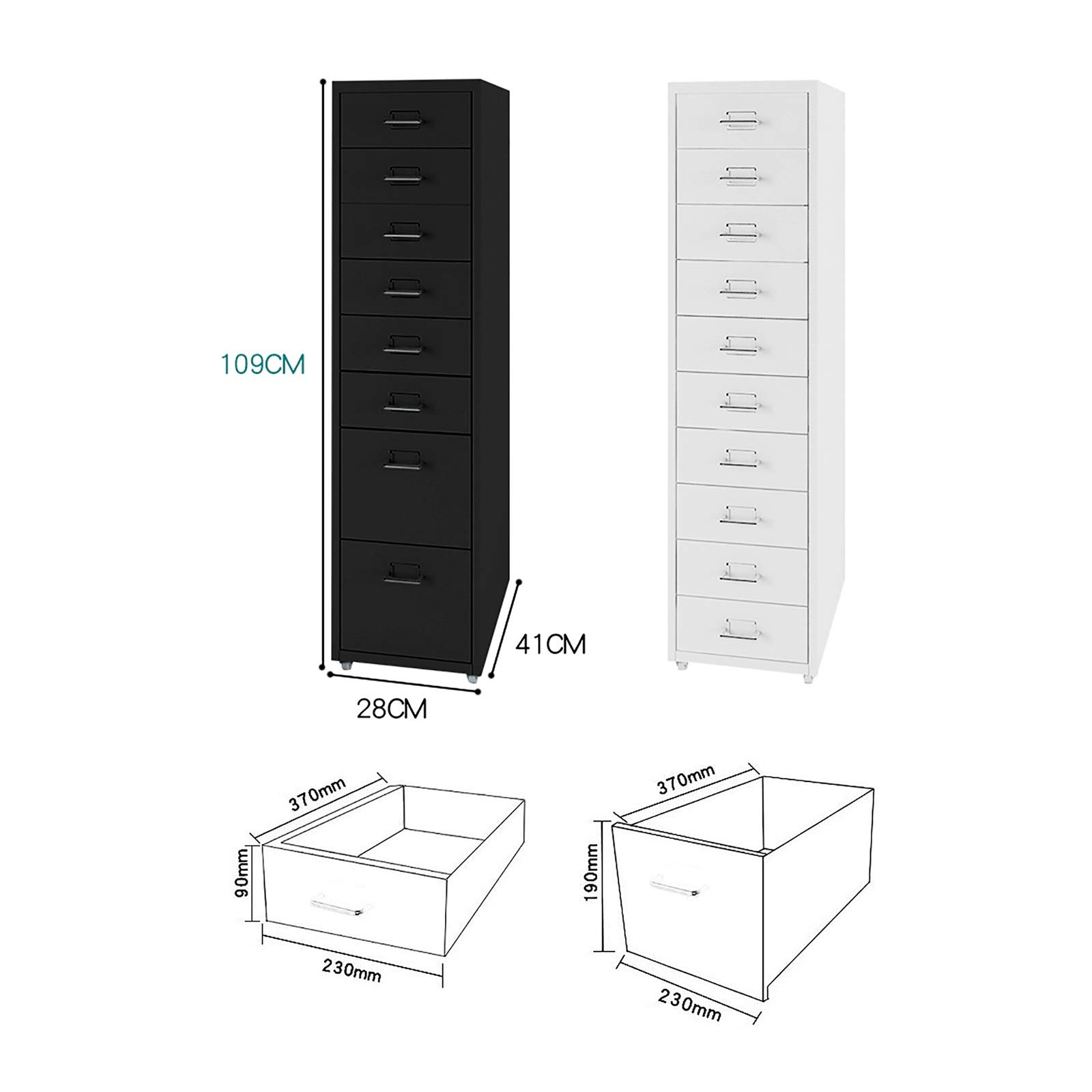 Metalowa szafka na dokumenty z 6 szufladami na kółkach – ciemnoszary, kolorowy design mebli do biura i organizacji domu, ciemnoszary-8,Dark Grey-8