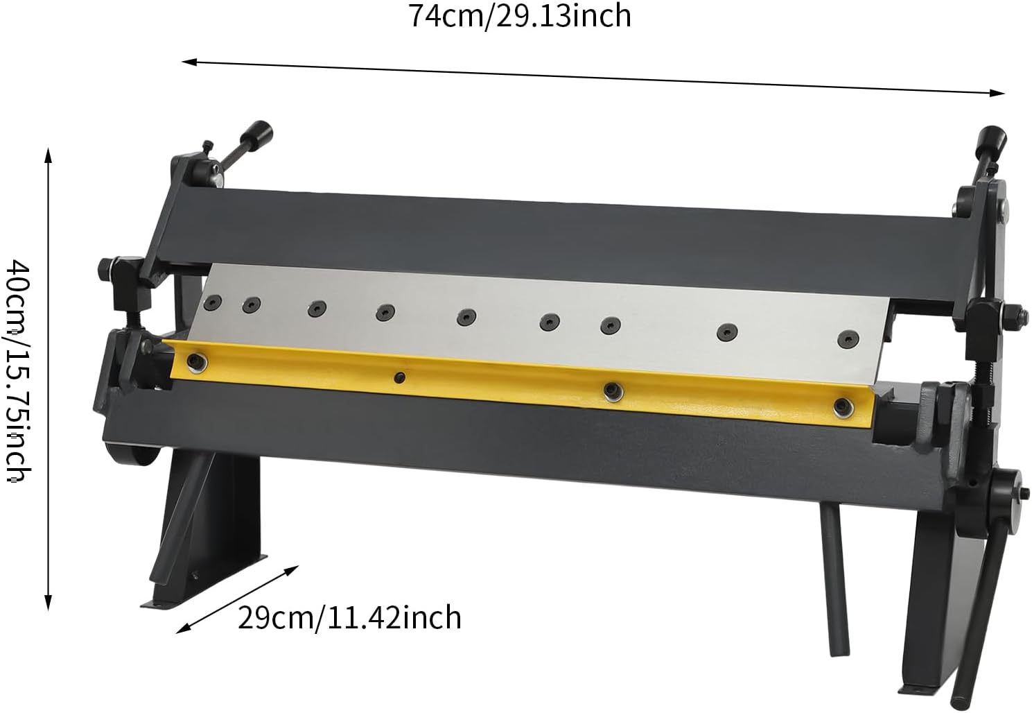 Sheet Metal Brake, 24 inch Pan and Box Brake Sheet with Removable Fingers, Metal Precision Pan and Box Metal Brake with 5 Size Fingers-1", 2", 3",8", 10", Floor Standing Metal Hand Brake