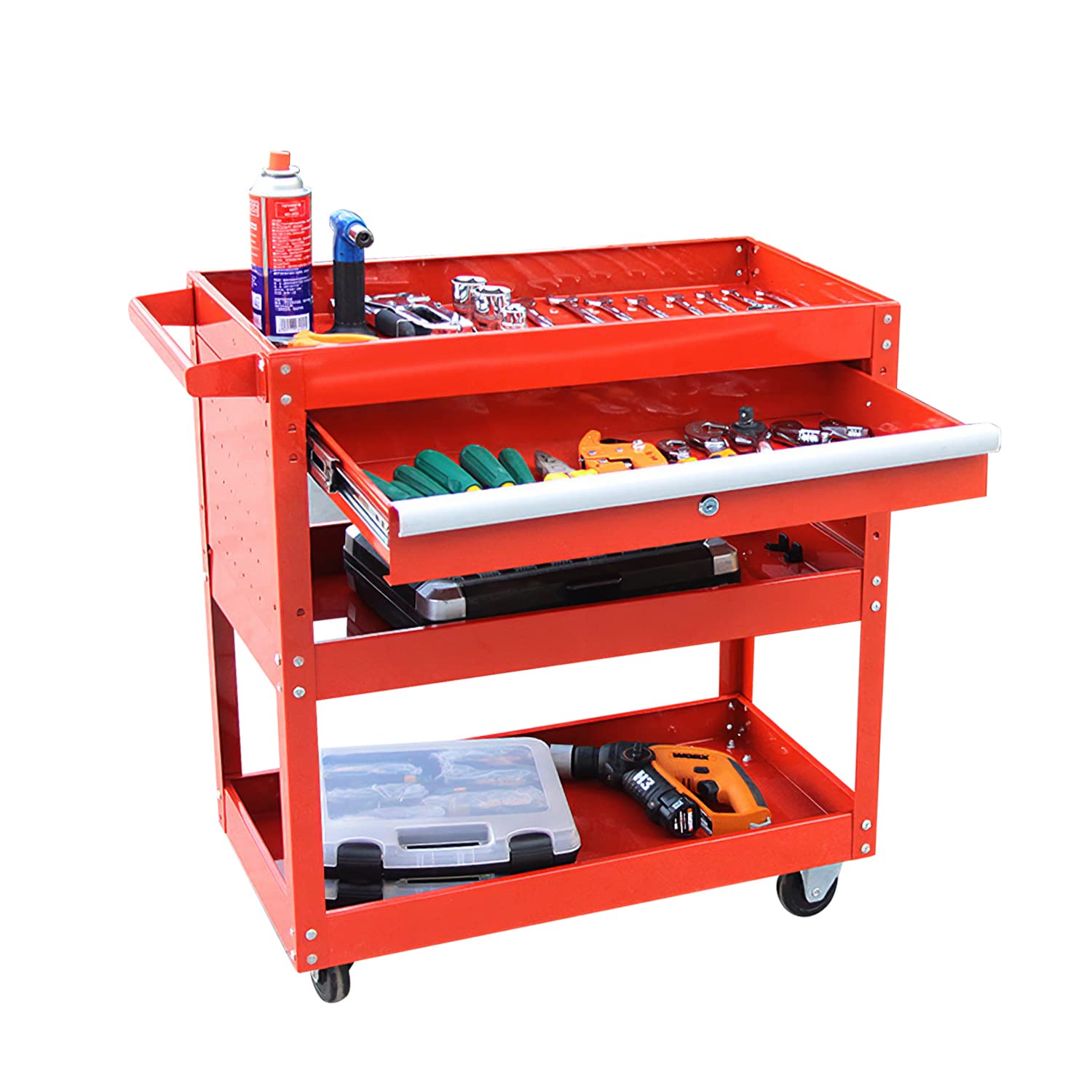 Buy 3Tray Rolling Tool Cart with Drawers Mechanics Tool Service Cart