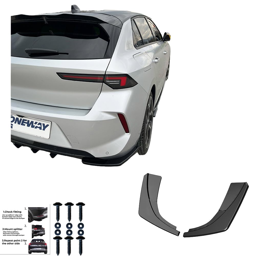 Oneway Diffusori Laterali Posteriori compatibili con Opel Astra L HB 2021- - Nero lucido