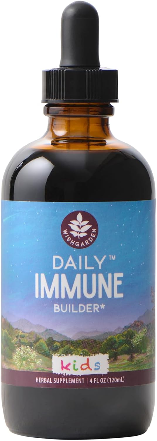WishGarden Herbs Daily Immune for Kids - Daily Immune Support Formula for Children, Herbal Immune Defense & Immune System Booster with Black Elderberry & Echinacea, Kids Immune Support Supplement, 4oz
