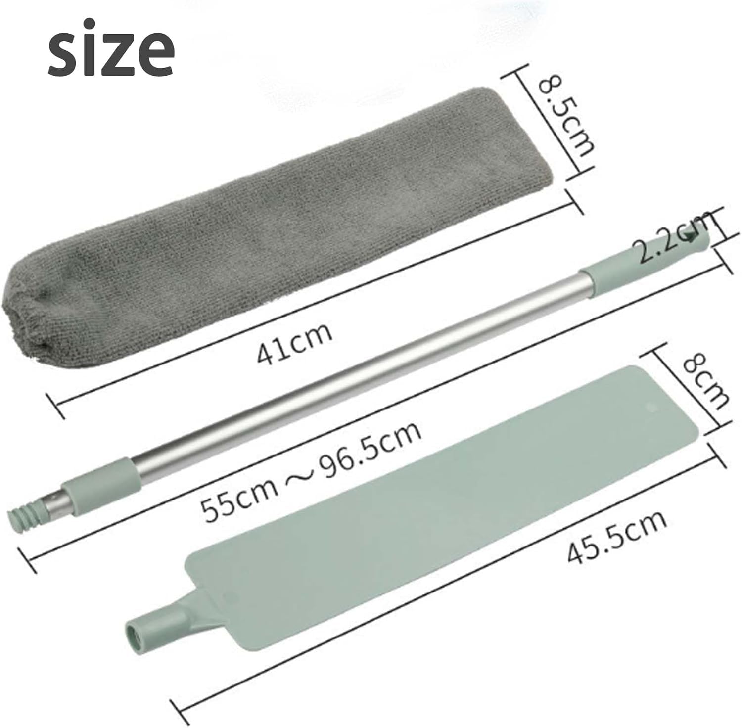 Artefatto retrattile per la pulizia della polvere con 3 panni in microfibra, strumento di pulizia per spolverare estensibile, riutilizzabile, lavabile, per casa, soffitto, tapparelle, mobili (2 pezzi)