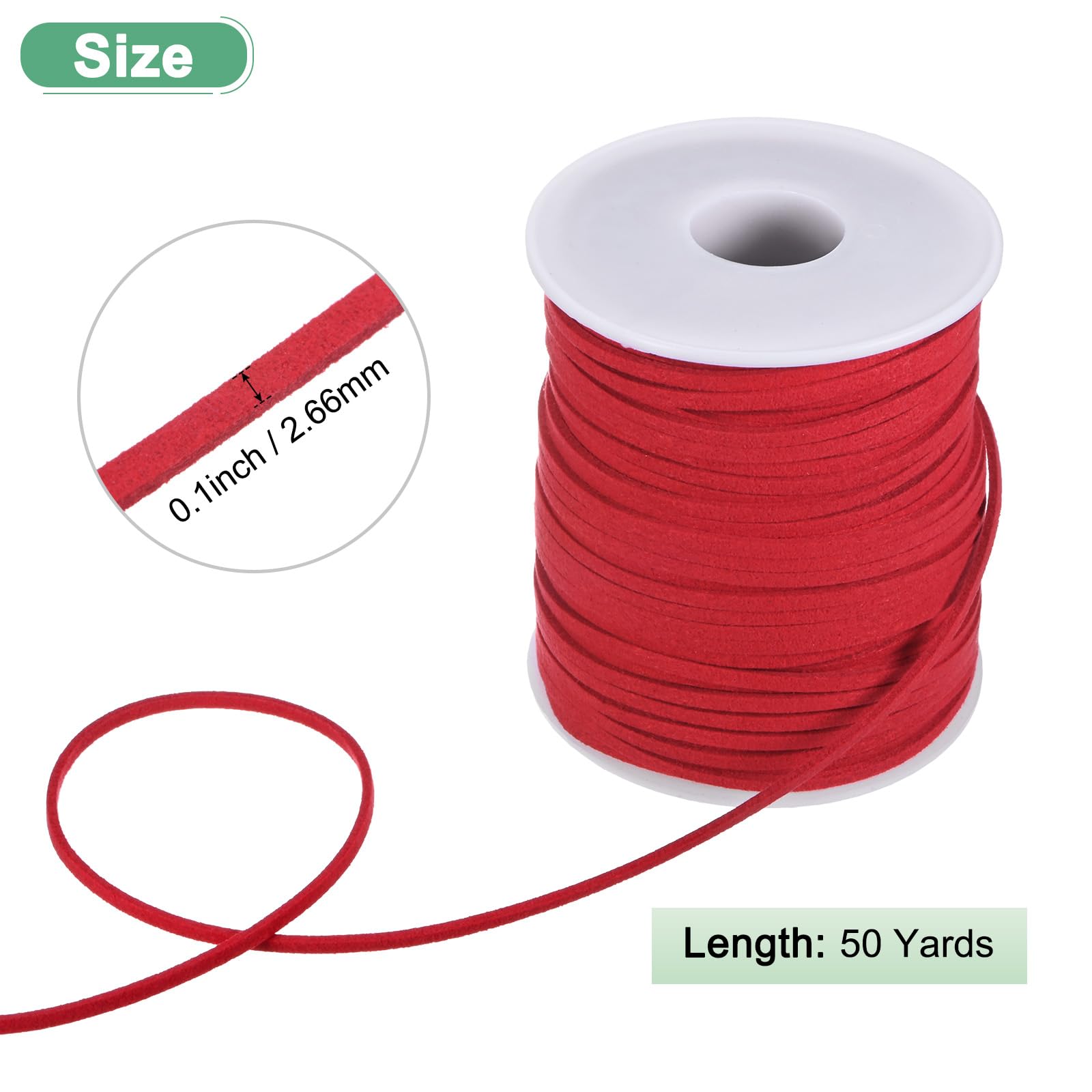 M METERXITY Faux Suede Leather Cord, 50 Yards 2.6mm Flat Suede Leather Lace, Faux Leather Cord - Image 3