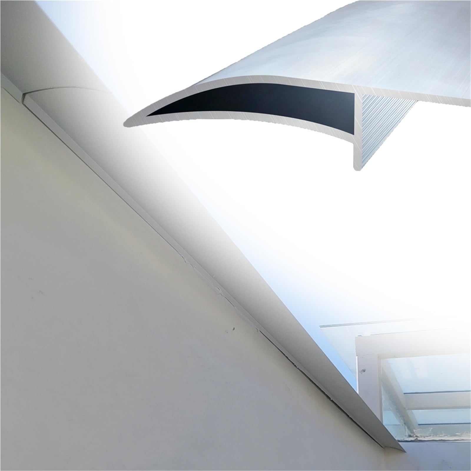 50 protectores de canalones de 180 cm, perfil de pico de goteo, 1 unidad de desviador de agua de 150 cm x 50 mm, evita obstrucciones, ideal para mejoras del hogar