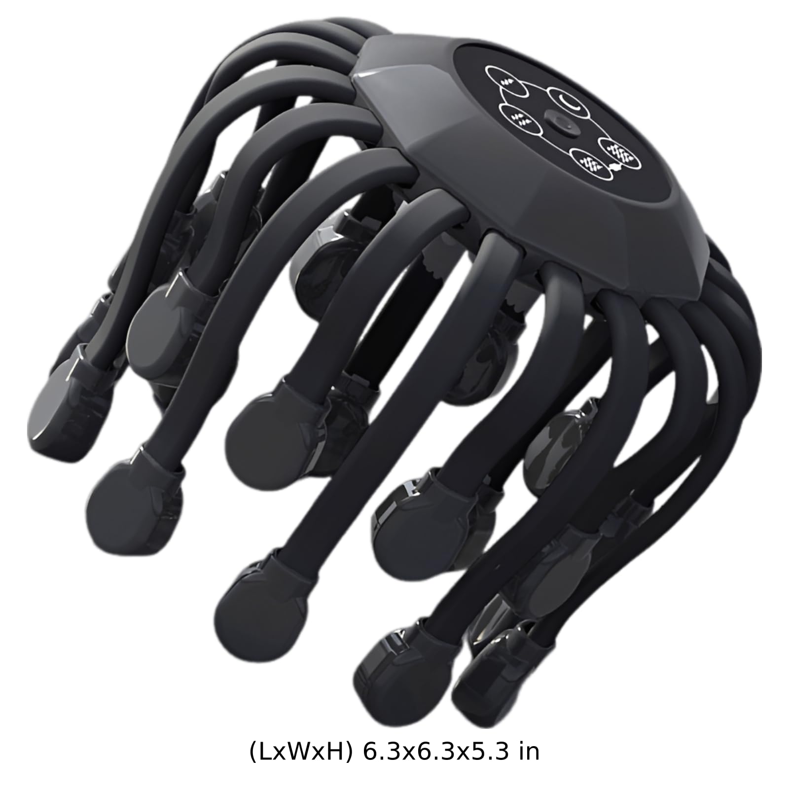 Elektrisches Kopfmassagegerät, 20-Krallen Oktopus-Kopfmassage mit 5 Vibrationsmodi für Entspannung, 360° Berührungssimulation für Kopfhaut und Wohlgefühl, zur Belebung, elegantes Schwarz