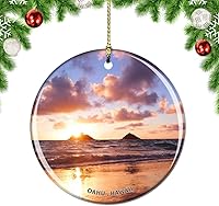 Vista 1 de Weekino Hawaii Oahu Kailua Beach Park USA Adorno de árbol de Navidad para decoración colgante colgante de decoración de viaje de ciudad, colección