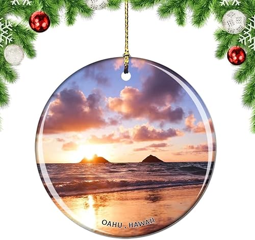Weekino Hawaii Oahu Kailua Beach Park USA Adorno de árbol de Navidad para decoración colgante colgante de decoración de viaje de ciudad, colección