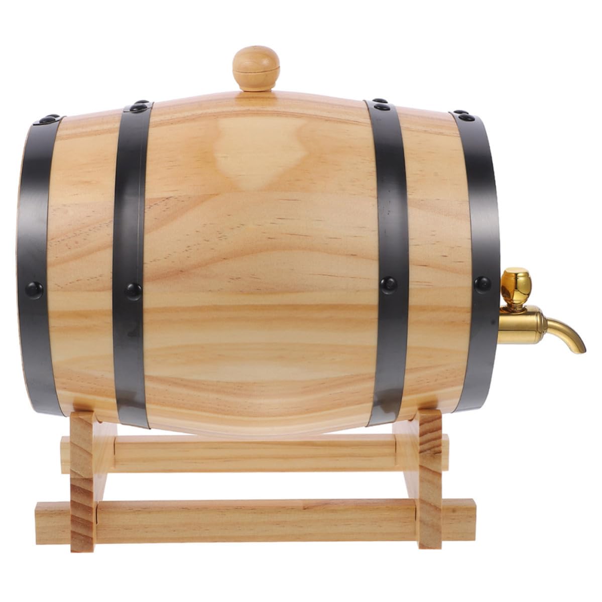 Mobestech Barril de Vino de Madera con Grifo, Acero Inoxidable, Hogar