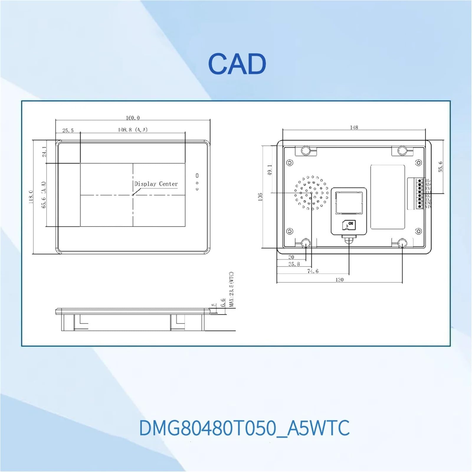 HMI touchscreen Modulo touch screen IPS-TFT-LCD for monitor HMI 800 * 480 LCM con supporto Shell Arduino, STM32 DMG80480T050_A5W(CTP with accessory)