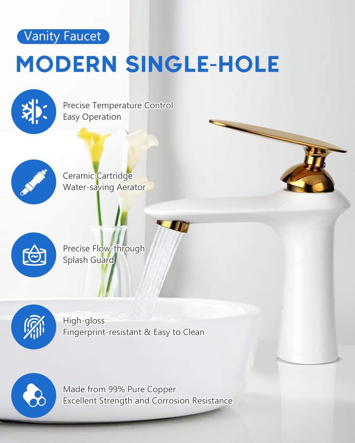 Grifo de Baño,Ggrifo Lavabo Dorado Grifo de Lavabo de Latón Antiguo,Grifo de Agua Caliente y Fría Mezclador Fregadero