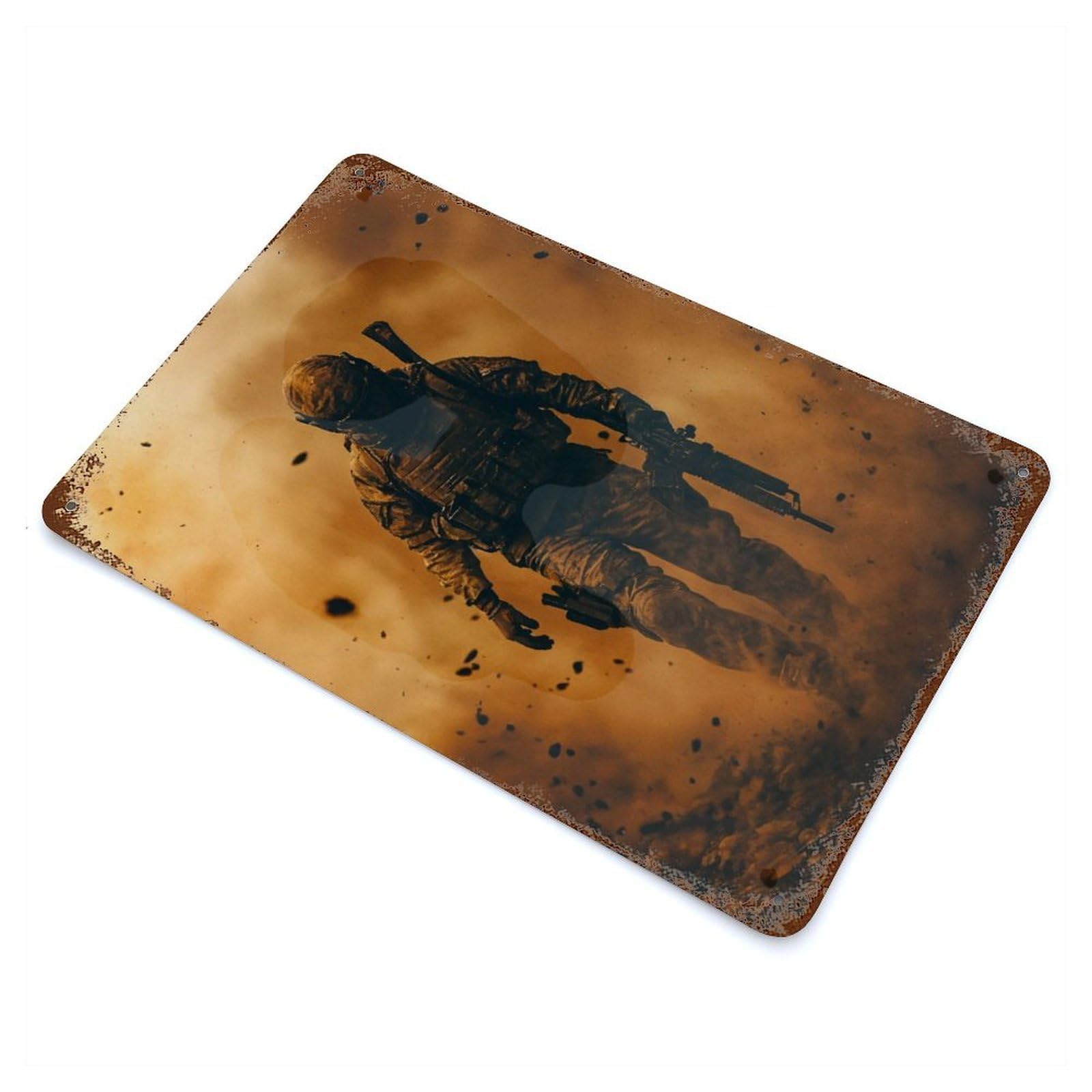 Soldier in Dust Cloud Vintage Rust Metal Sign 11.8"x7.9", Farmhouse Wall Decor for Garage, Pub Or Kitchen