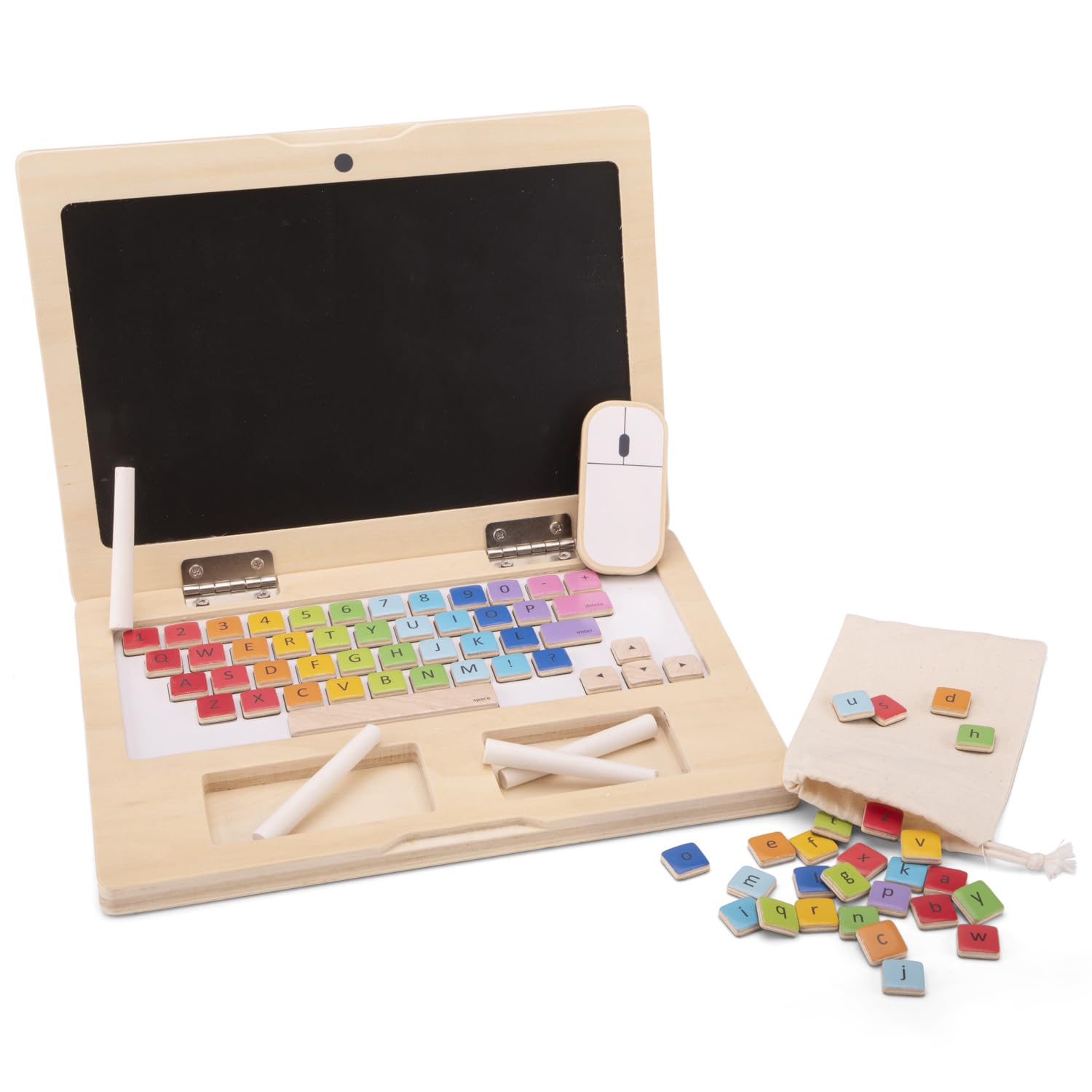 Woet® Portátil de Juguete de Madera para Niños - Juguete Educativo de Imitación - Letras, Números y Formas - A Partir de 2 Años